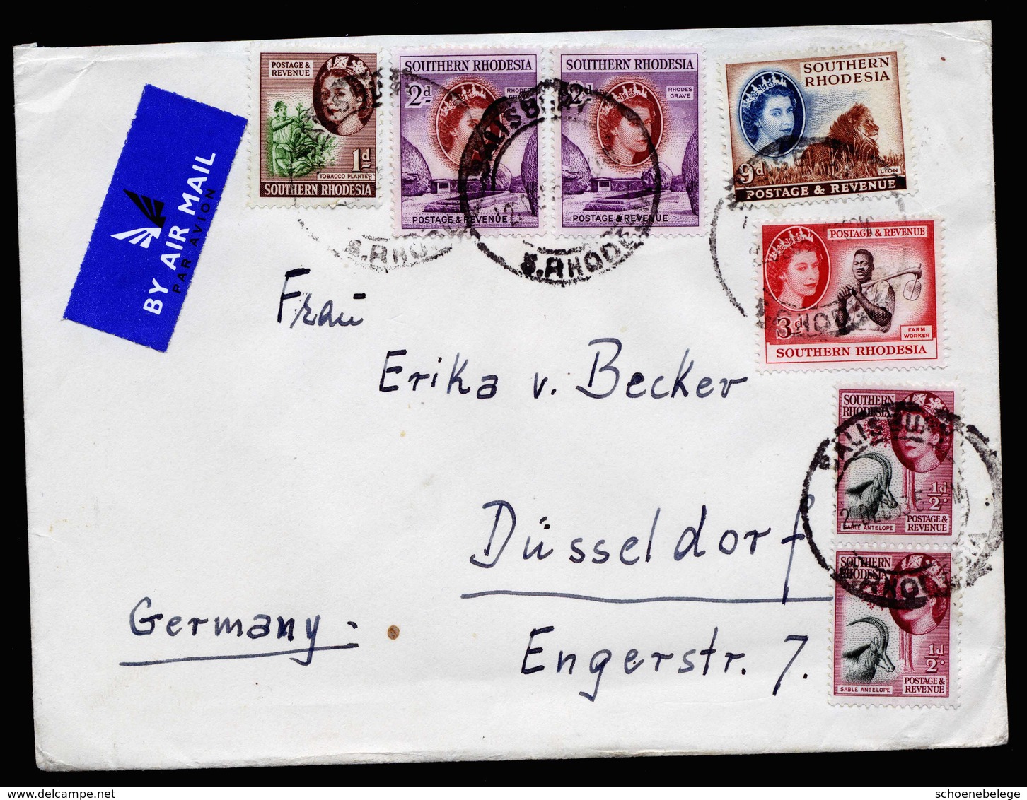 A5836) UK Southern Rhodesia Airmail Cover 22.12.53 To Germany - Southern Rhodesia (...-1964)