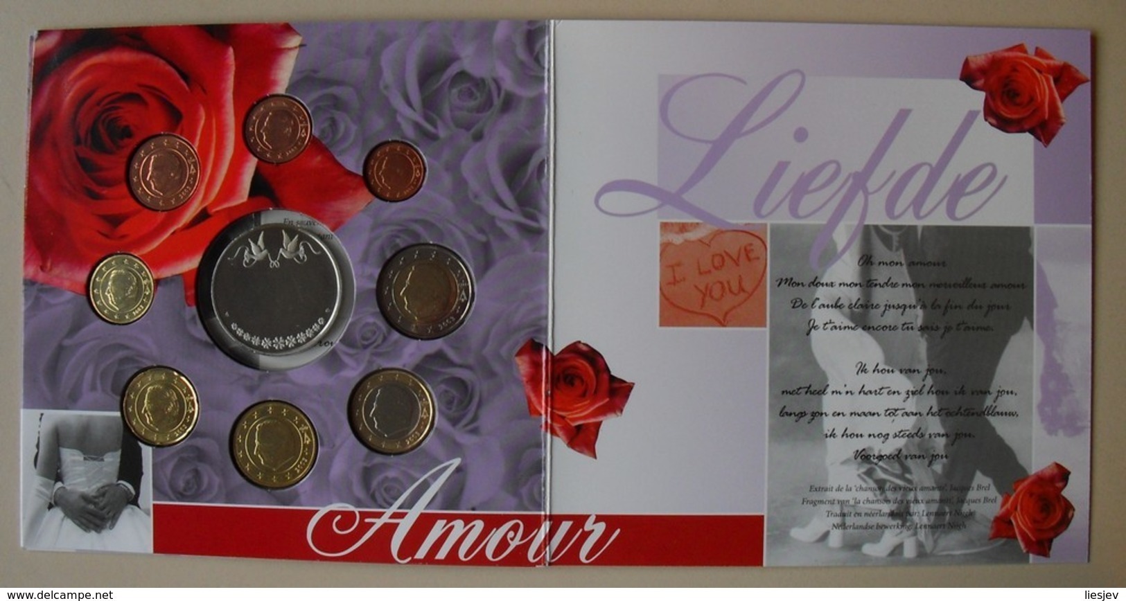 Belgie Euroset 2003, Huwelijk, FDC, Van 1 Cent Tot 2 Euro + Themapenning, In Map - Belgique