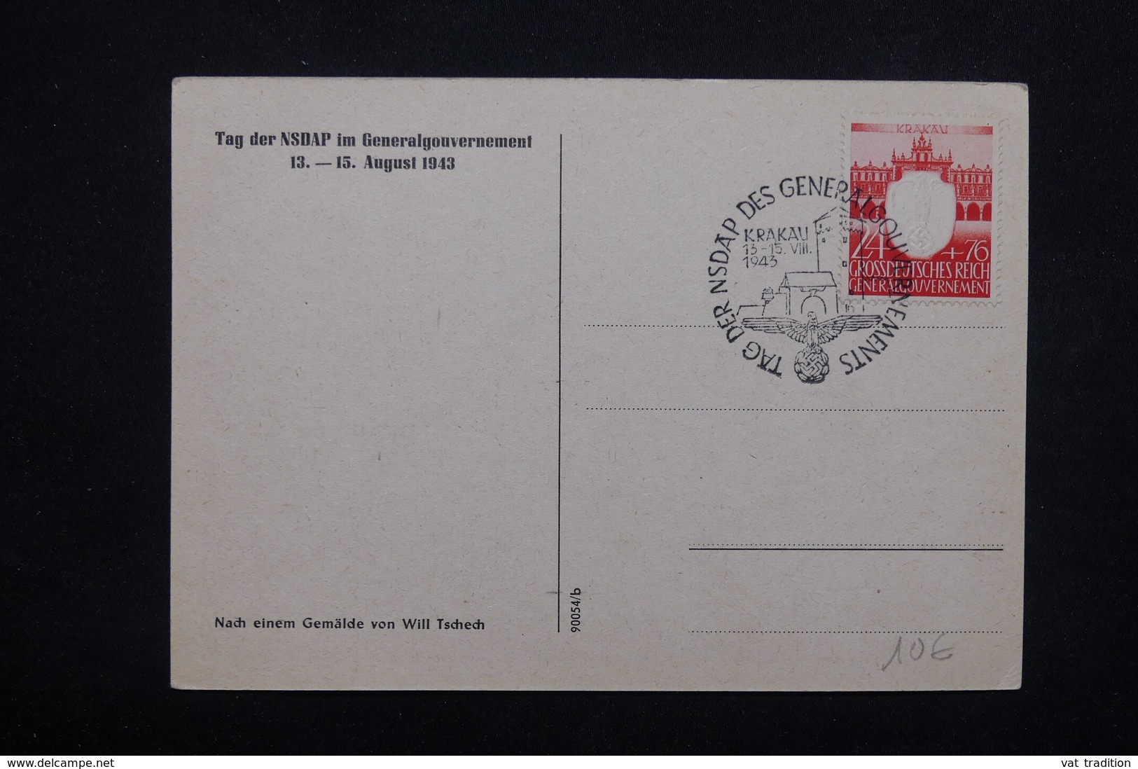 ALLEMAGNE - Carte Patriotique , Oblitération De Krakau En 1943 - L 21953 - Occupation 1938-45