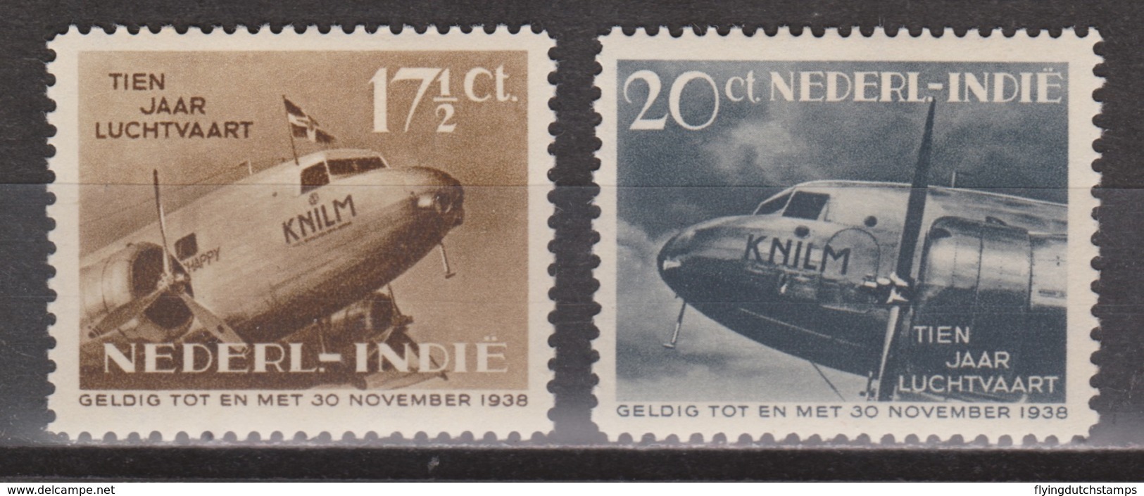 Nederlands Indie Netherlands Indies Dutch Indies 239-240 MNH ; 10 Jaar Indishe Luhtvaart 1938 - Nederlands-Indië