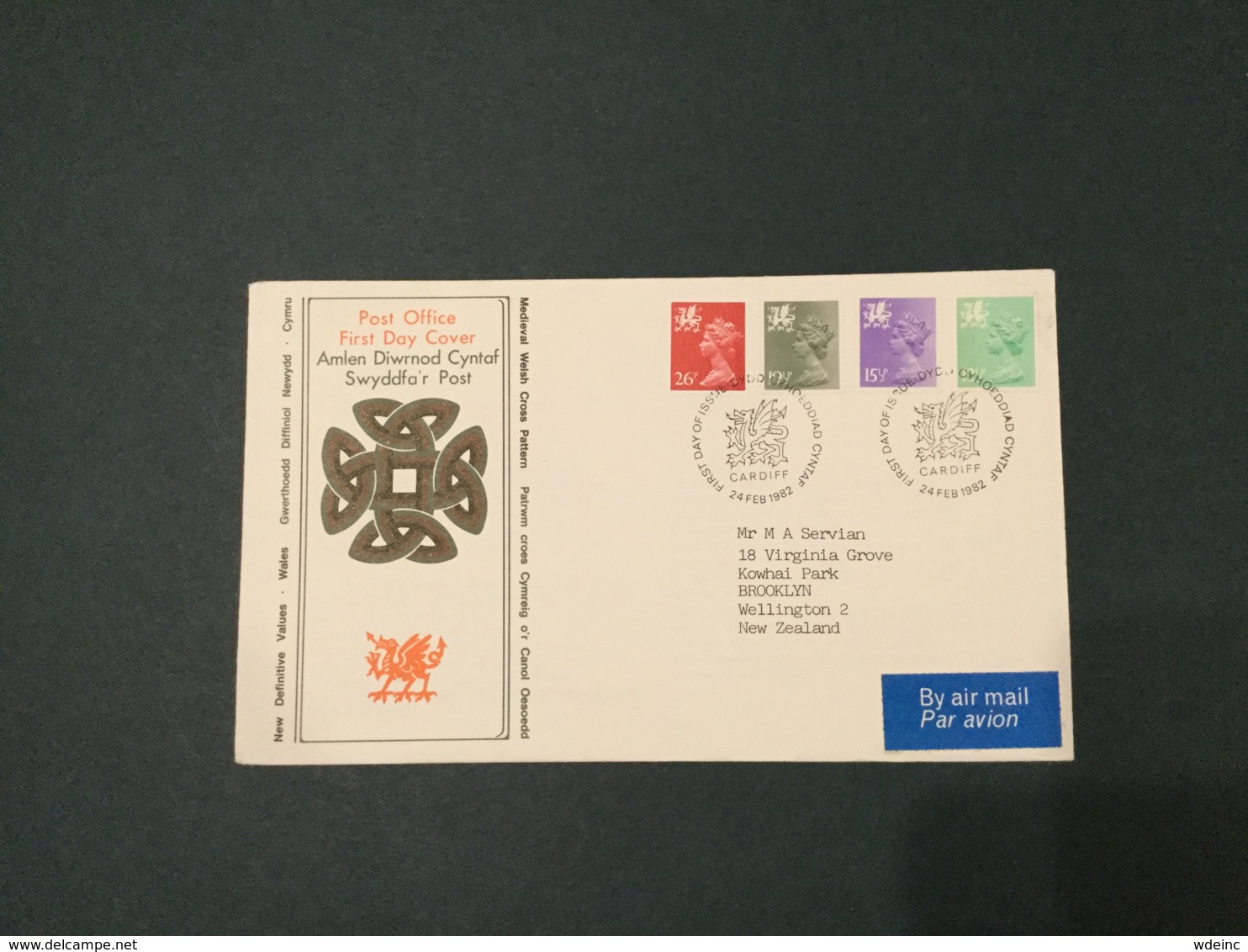 GB 1982  12.5p-26p (4 Vals) Wales Machin FDC, PO Cover, Cardiff SpeciaI Postmark - 1981-1990 Em. Décimales