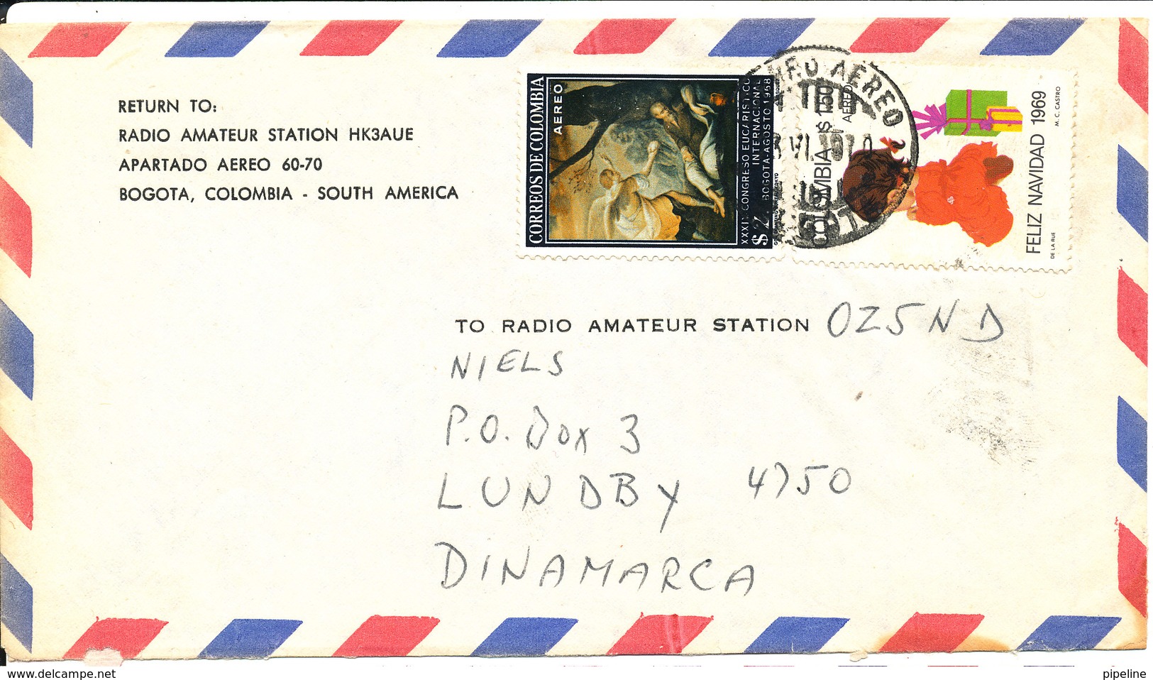 Colombia Air Mail Cover Sent To Denmark 1970 - Colombia