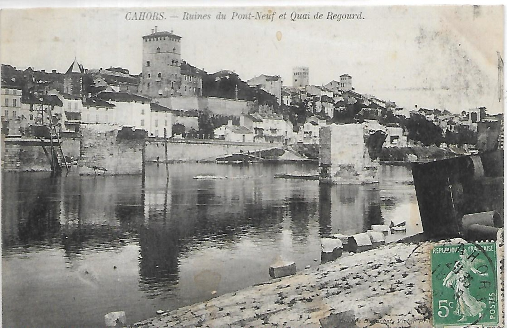 46, Lot, CAHORS, Ruines Du Pont-Neuf Et Quai De Regourd, Scan Recto-Verso - Cahors