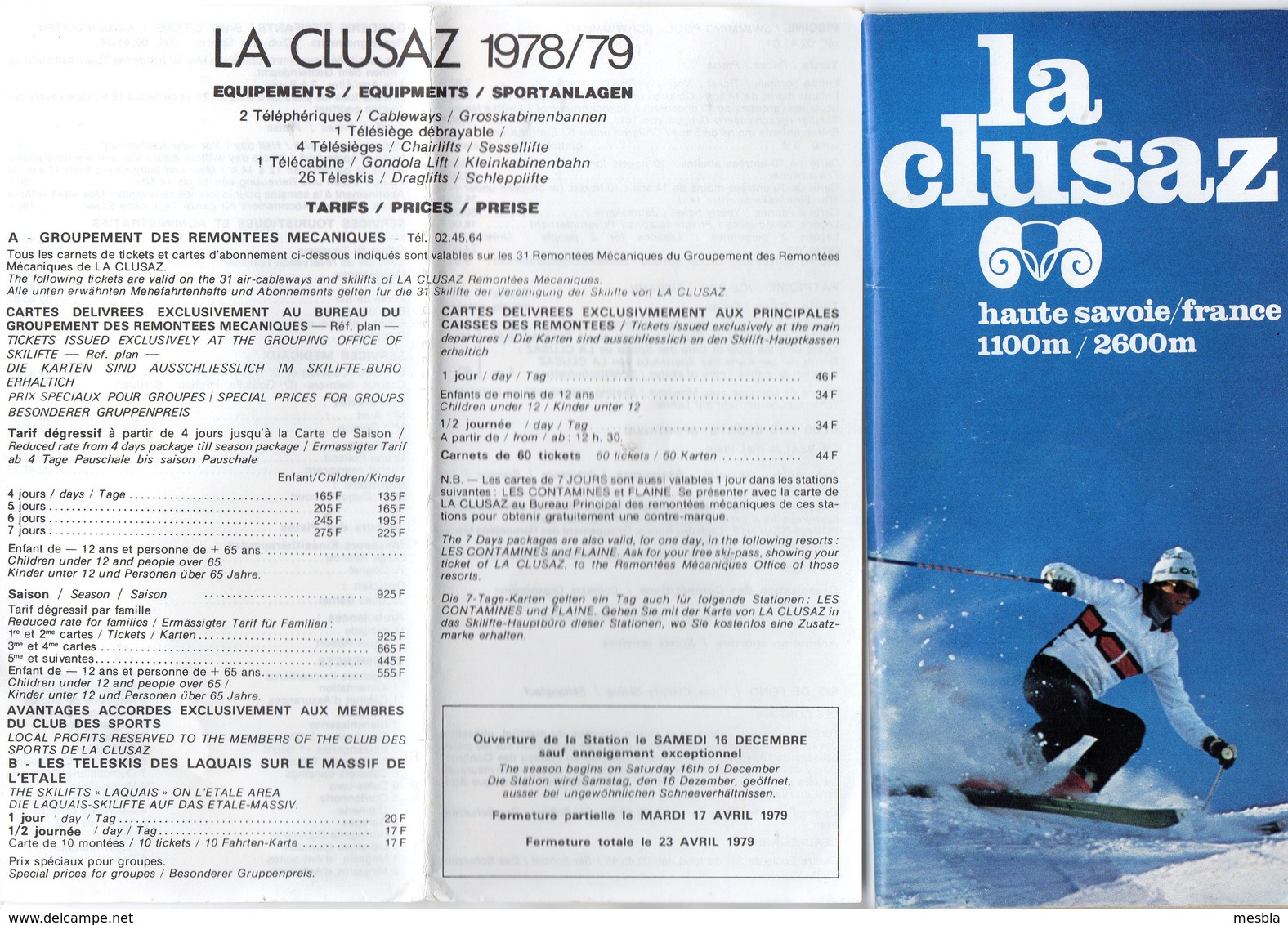 4 Dépliants Touristiques -  LA  CLUSAZ -  Hiver 1978 - 79 - Dépliants Touristiques