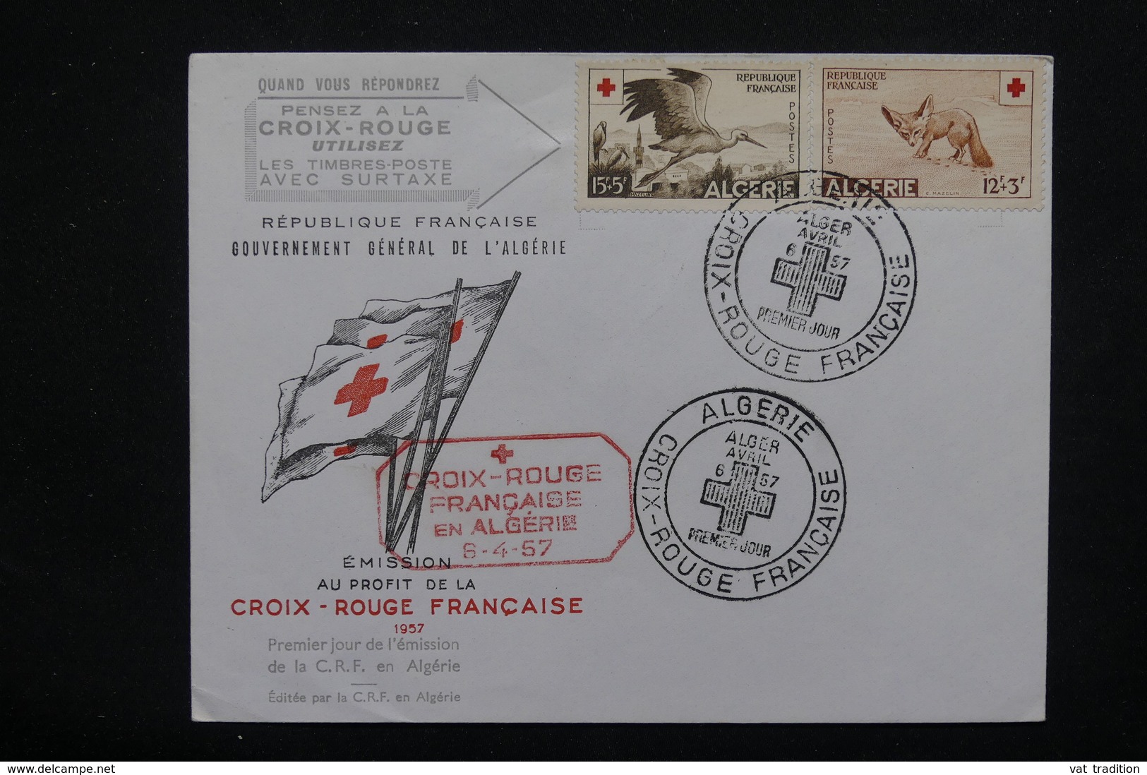 ALGÉRIE - Enveloppe FDC Croix Rouge En 1957  - L 21972 - FDC