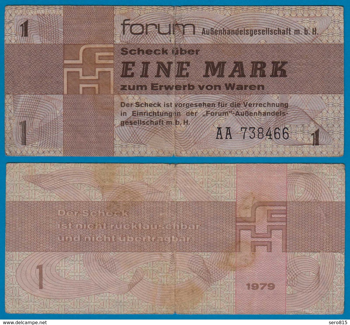 DDR Forumscheck 1 Mark 1979 Ros. 368a VF (3)    (20988 - Sonstige & Ohne Zuordnung