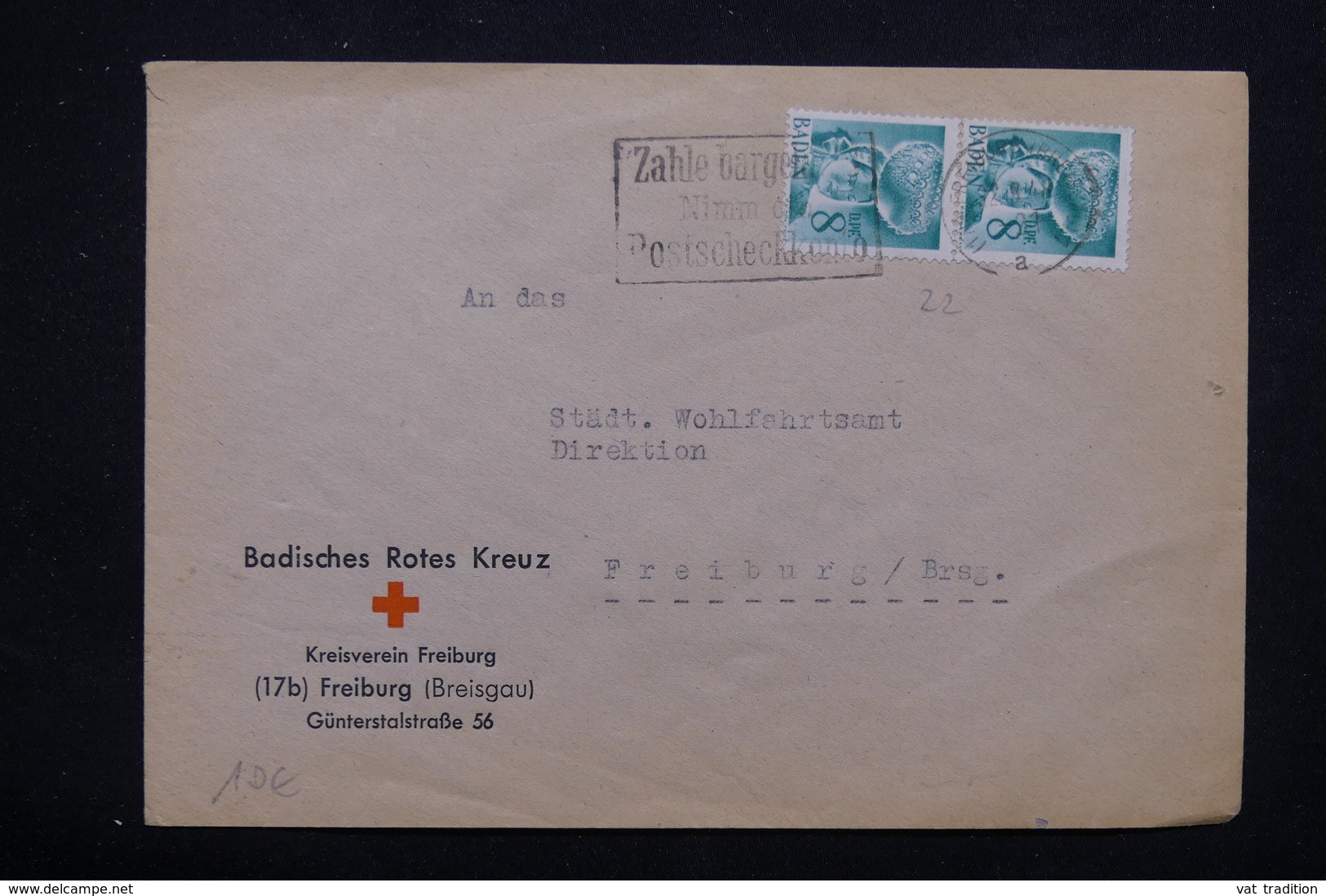 FRANCE / ALLEMAGNE - Enveloppe Croix Rouge De Freiburg En 1948 , Affranchissement En Paire - L 21973 - Other & Unclassified