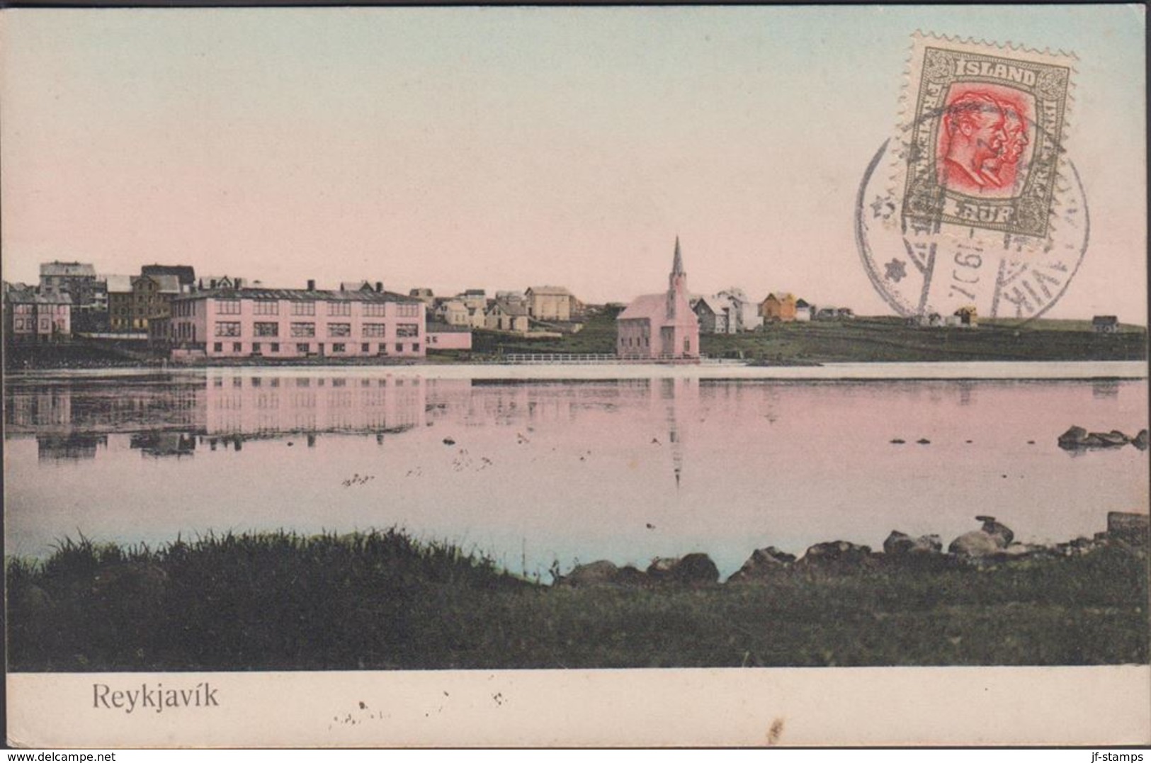 1907. Two Kings. 4 Aur Grey/red. Perf. 12 3/4, Wm. Crown. __REYKJAVIK 29 12 1907. Pos... (Michel 50) - JF310126 - Briefe U. Dokumente