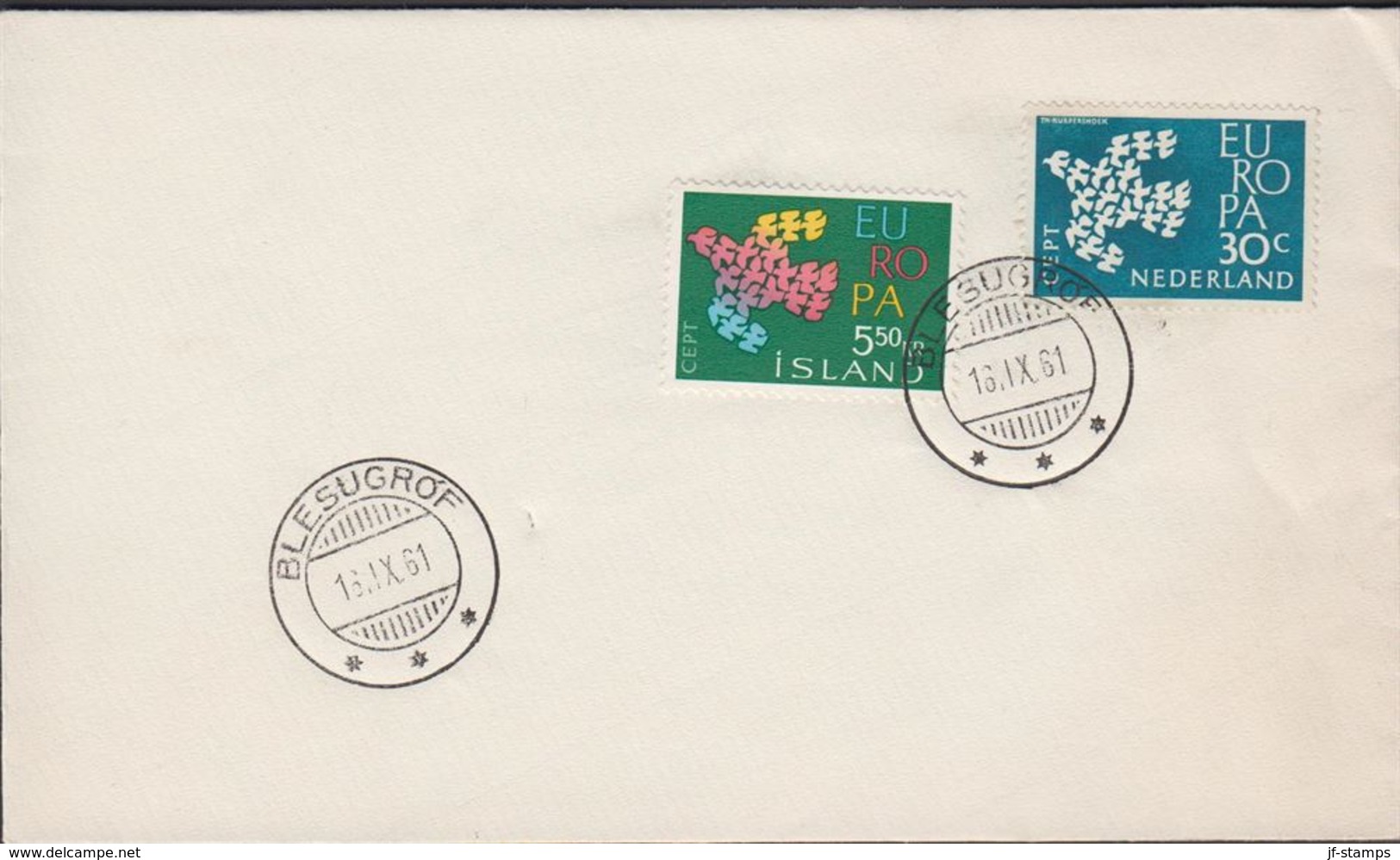 BLESUGROF 16. IX. 61 1961. Europe. CEPT. 5,50 Kr. + 30 C. NEDERLAND (Michel 354) - JF310159 - Brieven En Documenten