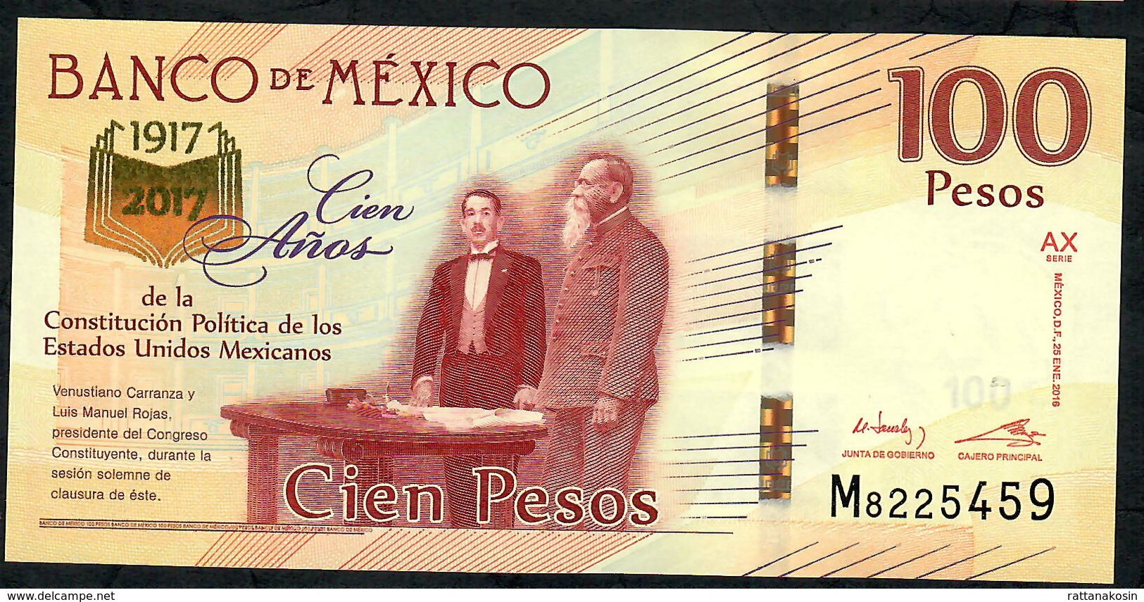 MEXICO P130  100 PESOS  2016 Serie AX  UNC. ! - Messico