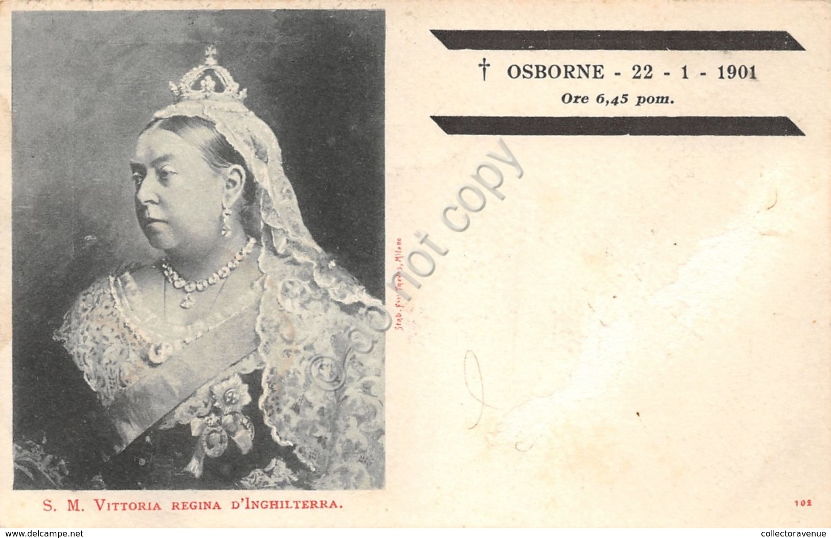 Cartolina Vittoria Regina D'Inghilterra In Ricordo Della Morte Osborne 1901 - Altri & Non Classificati