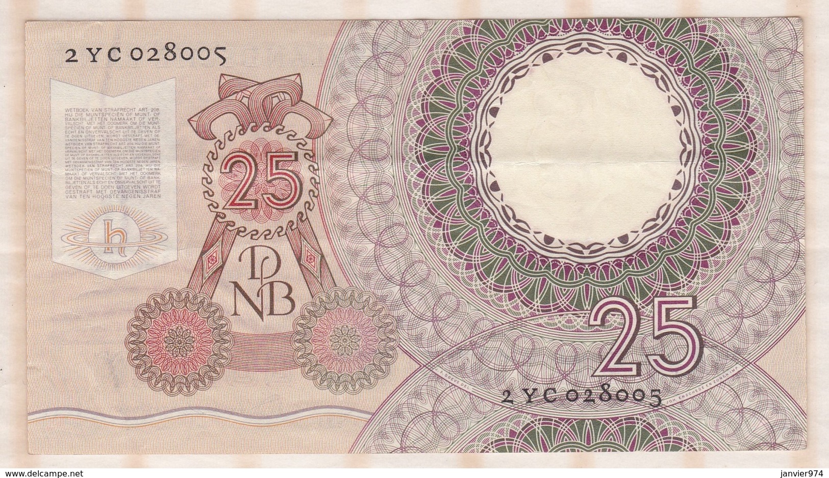 Pays Bas   25 Gulden 1955 , Série : 2YC028005 - 25 Gulden