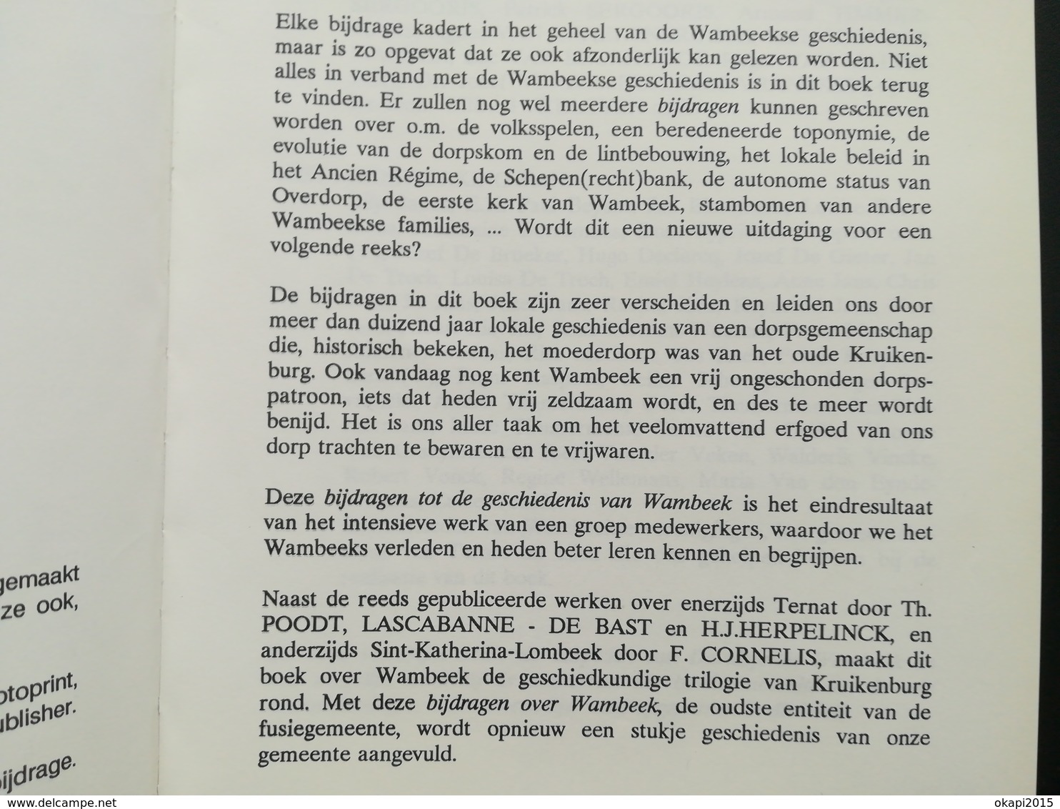 WAMBEEK BIJDRAGEN TOT DE GESCHIEDENIS BOEK LIVRE  JARIG 1993 RÉGIONALISME BELGIË BELGIQUE BRABANT FLAMAND  TERNAT