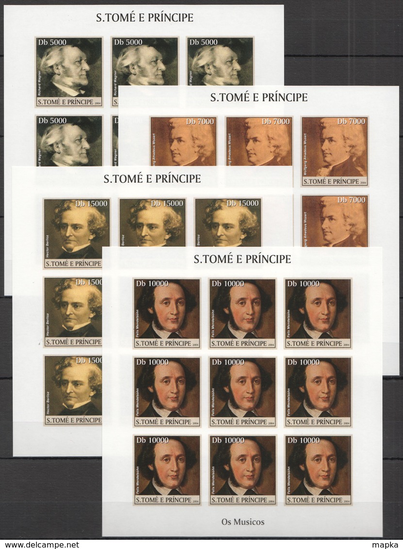 ZZ085 IMPERFORATE 2004 S.TOME E PRINCIPE ART MUSIC GREAT COMPOSERS !!! 9SET MNH - Musique