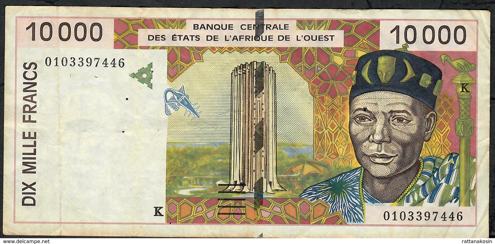 W.A.S. SENEGAL P714Kj 10.000 FRANCS (20)01 2001  FINE - Sénégal