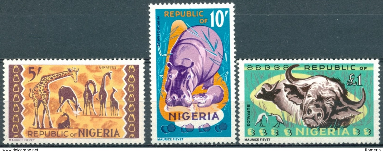 Nigéria - 1965 - Yt 188/190 - Série Courante - Faune - * Charnière - Nigeria (1961-...)