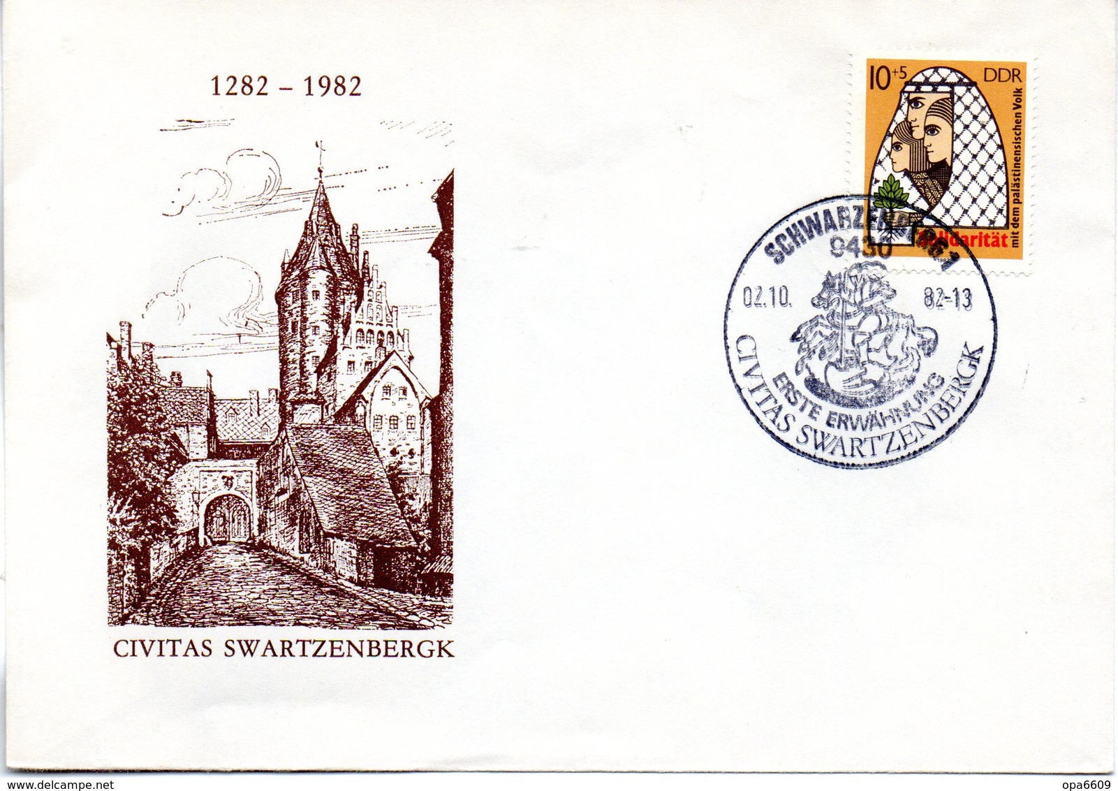 (DDR-B1) DDR Sonderumschlag "700 Jahre Erste Erwähnung CIVITAS SWARTZENBERGK",EF Mi 2743, SSt. 2.10.1982 SCHWARZENBERG 1 - Covers & Documents