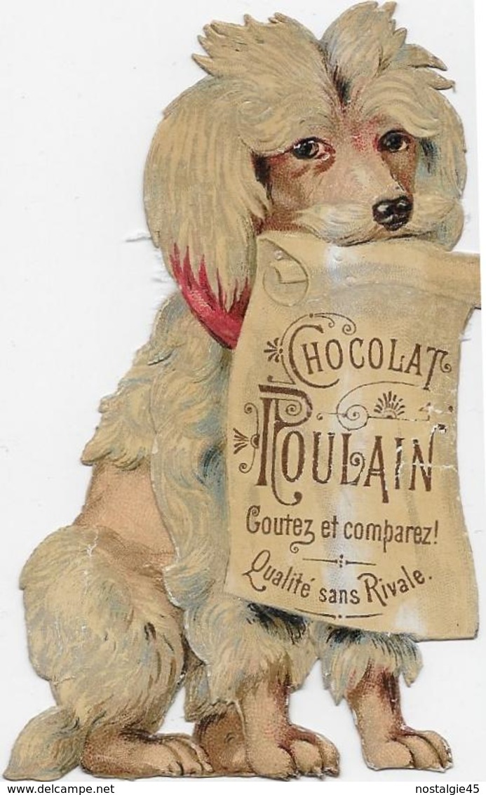 Animal Humanisé Embossé 10.5cm / Grand Caniche Assis Pour Pub Chocolat POULAIN - Animaux