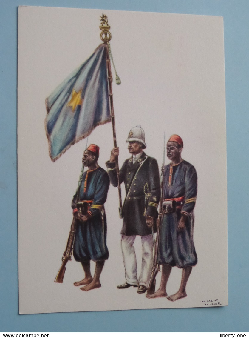 Geschiedenis Van De WEERMACHT Van KONGO / Officier En Gevolg ( James Thiriar  Aquarelle ) Anno 19?? ( Voir Photo ) ! - Uniformes