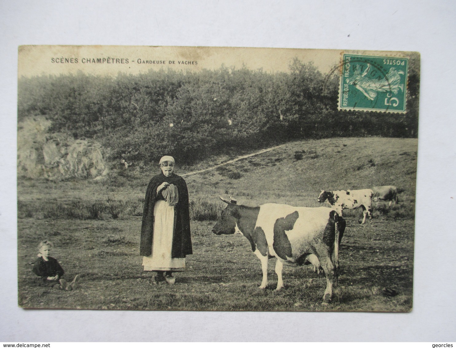 SCENES  CHAMPETRES  -  GARDEUSE DE VACHES         TTB - Breeding