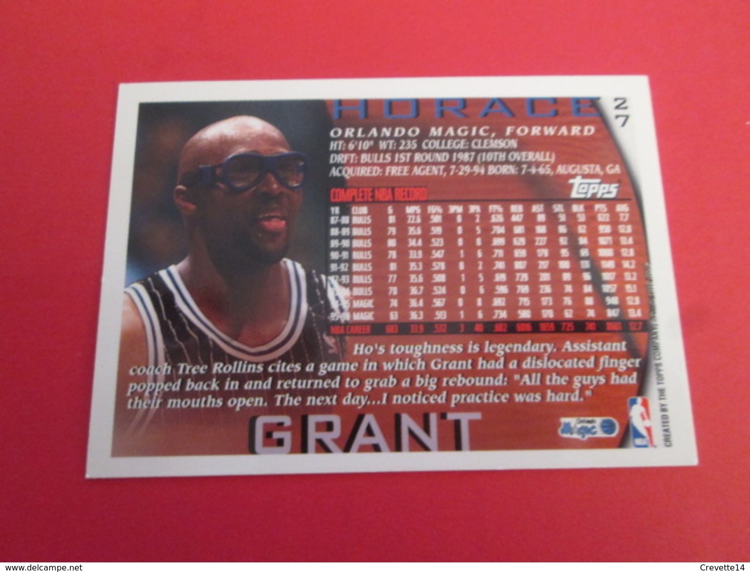 1201-1225 : TRADING CARD BASKET TOPPS NBA : N°27 HORACE GRANT - Autres & Non Classés