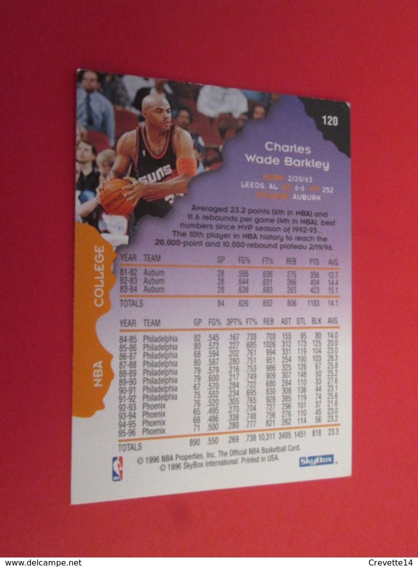 1201-1225 : TRADING CARD BASKET SKYBOX NBA 1993 : N°120 CHARLES BARKLEY - Autres & Non Classés