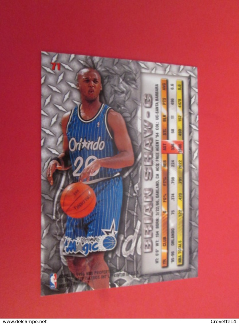 1201-1225 : TRADING CARD BASKET FLEER METAL 96-97 NBA : N°71 BRIAN SHAW - Autres & Non Classés