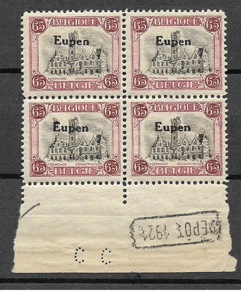 Bezetting Eupen 65 C, Nr 96 In Blok 4 Met DEPOT 1921 En Perfin CC - Autres & Non Classés