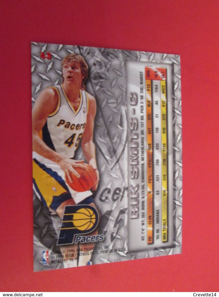 1201-1225 : TRADING CARD BASKET FLEER METAL 96-97 NBA : N°43 RIK SMITS - Autres & Non Classés