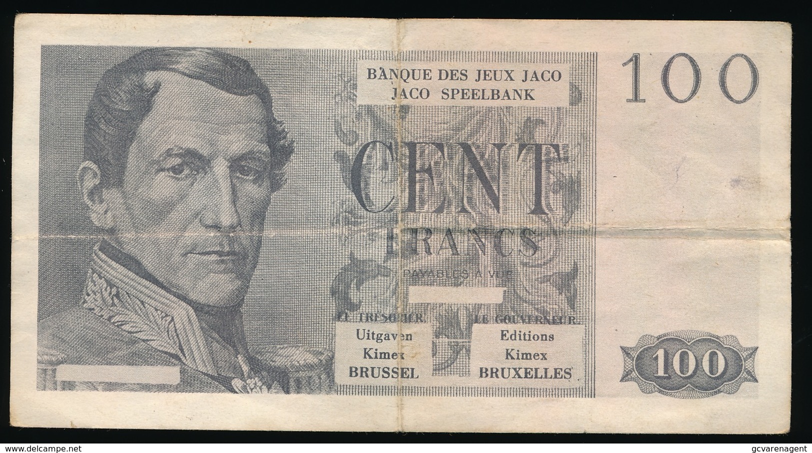 FAKE BILJET VAN 100 FRANK - BANQUE DES JEUX JACO    _ 2 SCANS - 100 Francs