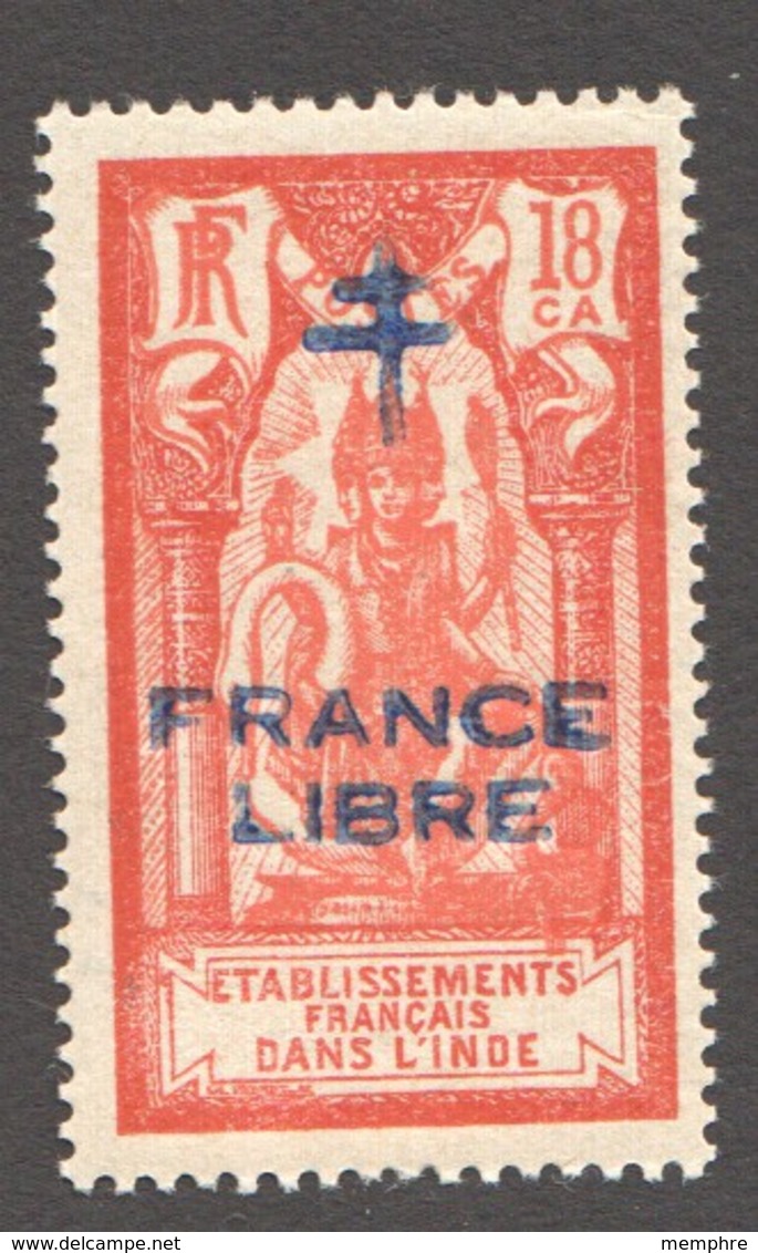 INDE ßurcharge »Croix De Lorraine Et FRANCE LIBRE»  Maury  207 II  ** Signé - Unused Stamps