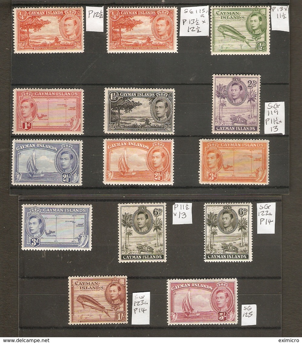 CAYMAN ISLANDS 1938 - 1948 VALUES TO 5s INCLUDING PERF VARIETIES BETWEEN SG 115 AND SG 125  MOUNTED MINT Cat £86+ - Cayman Islands