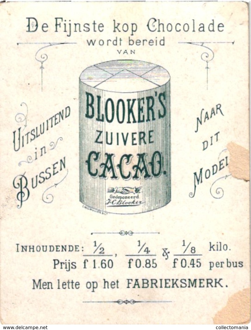 5 Chromo Cards 1870 à 1890,  Cacao Cocoa Chocolade Chocolate Blooker HORIZONTAL RR , Very Good Superb Litho Quality - Autres & Non Classés