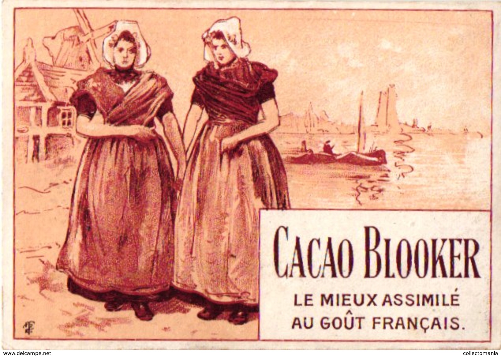 5 Chromo Cards 1870 à 1890,  Cacao Cocoa Chocolade Chocolate Blooker HORIZONTAL RR , Very Good Superb Litho Quality - Other & Unclassified