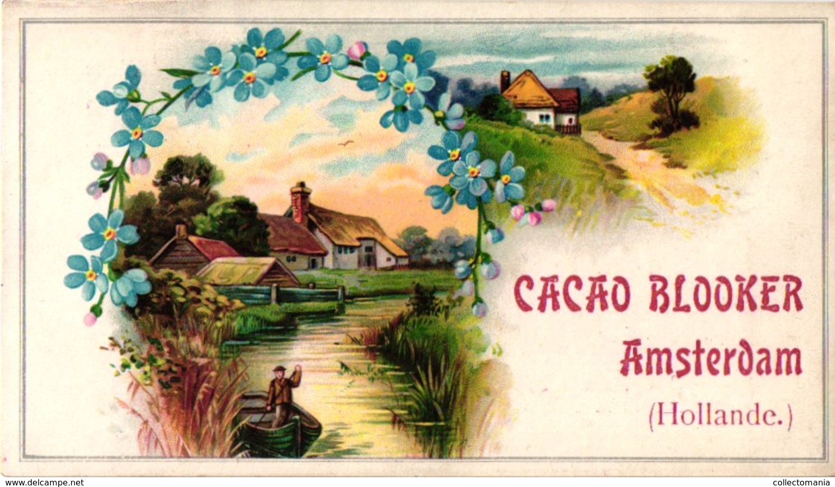 5 chromo cards 1870 à 1890,  Cacao Cocoa Chocolade chocolate Blooker HORIZONTAL RR , very good superb litho quality