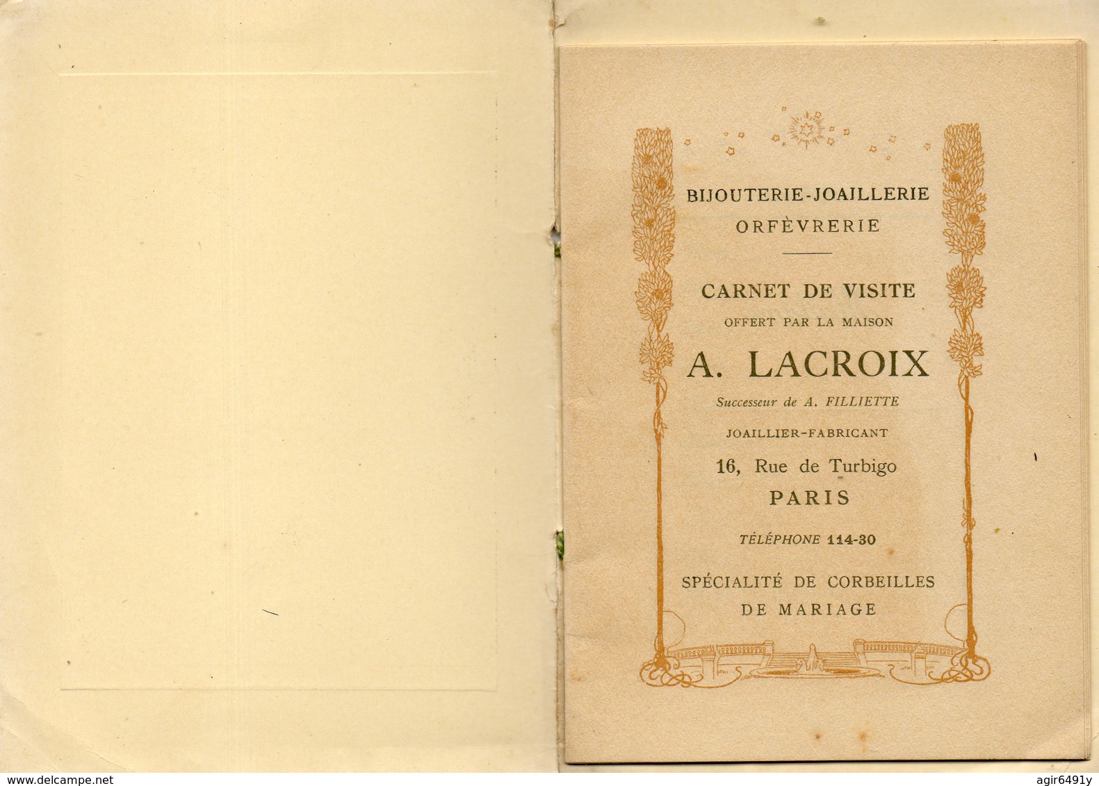 - RARE CARNET De VISITE CALENDRIER 1911 De La Bijouterie LACROIX à Paris  -17626- - Autres & Non Classés