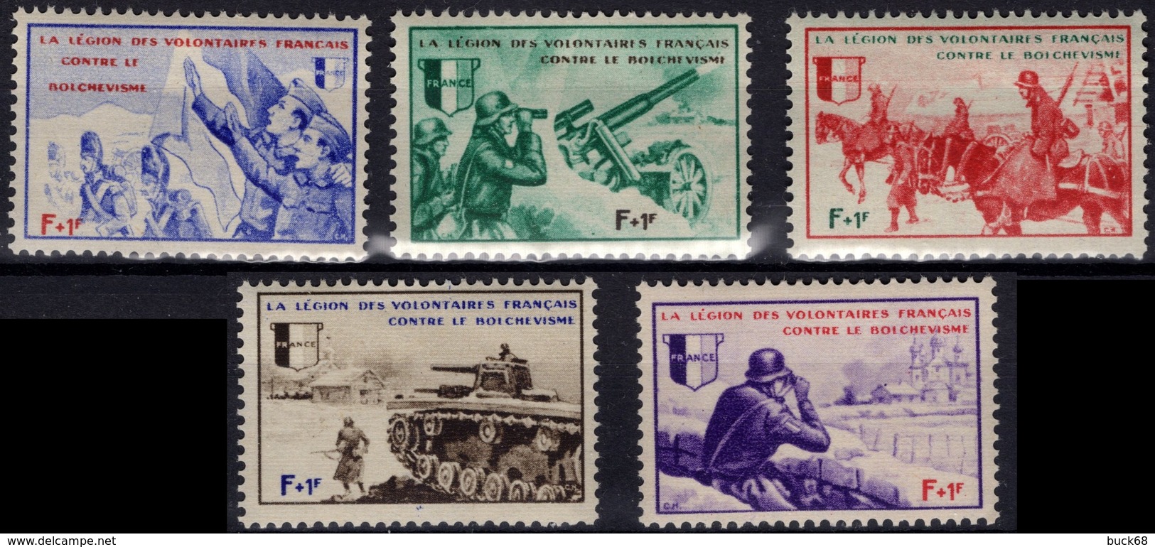 FRANCE  L.V.F. 6 à 10 ** MNH Légion Des Volontaires Français Série Borodino  1942 (CV 20 €) - Guerre (timbres De)