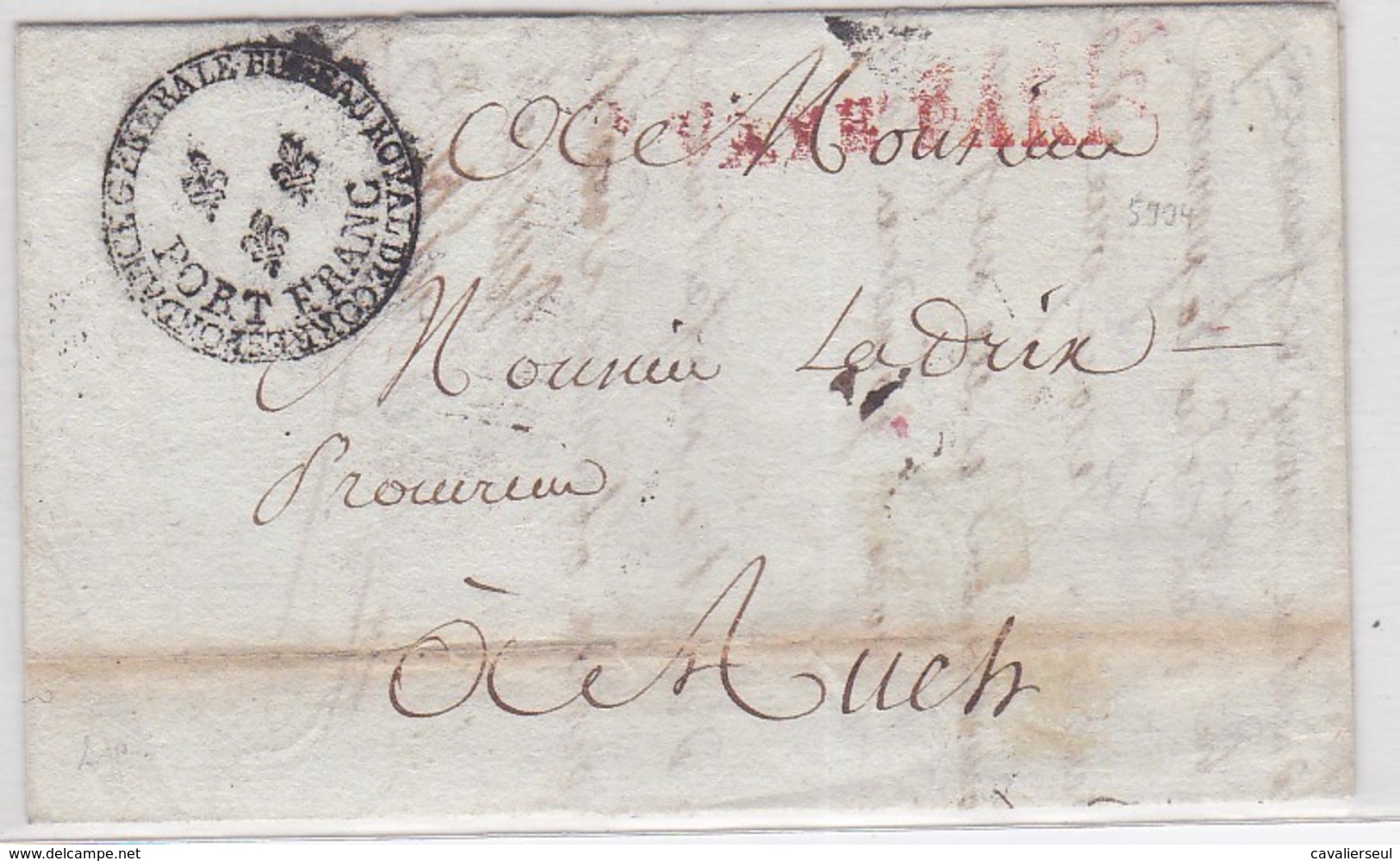 LAC De PARIS 27 MAI 1787 - Cachet: CORRESPONDANCE GENERALE BUREAU ROYAL / PORT FRANC - Texte - 1701-1800: Précurseurs XVIII