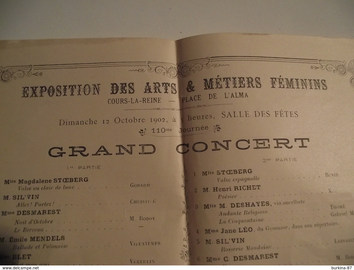 Programme, Expositions Des Arts Et Métiers Féminins, 1902, Grand  Concert - Programmes