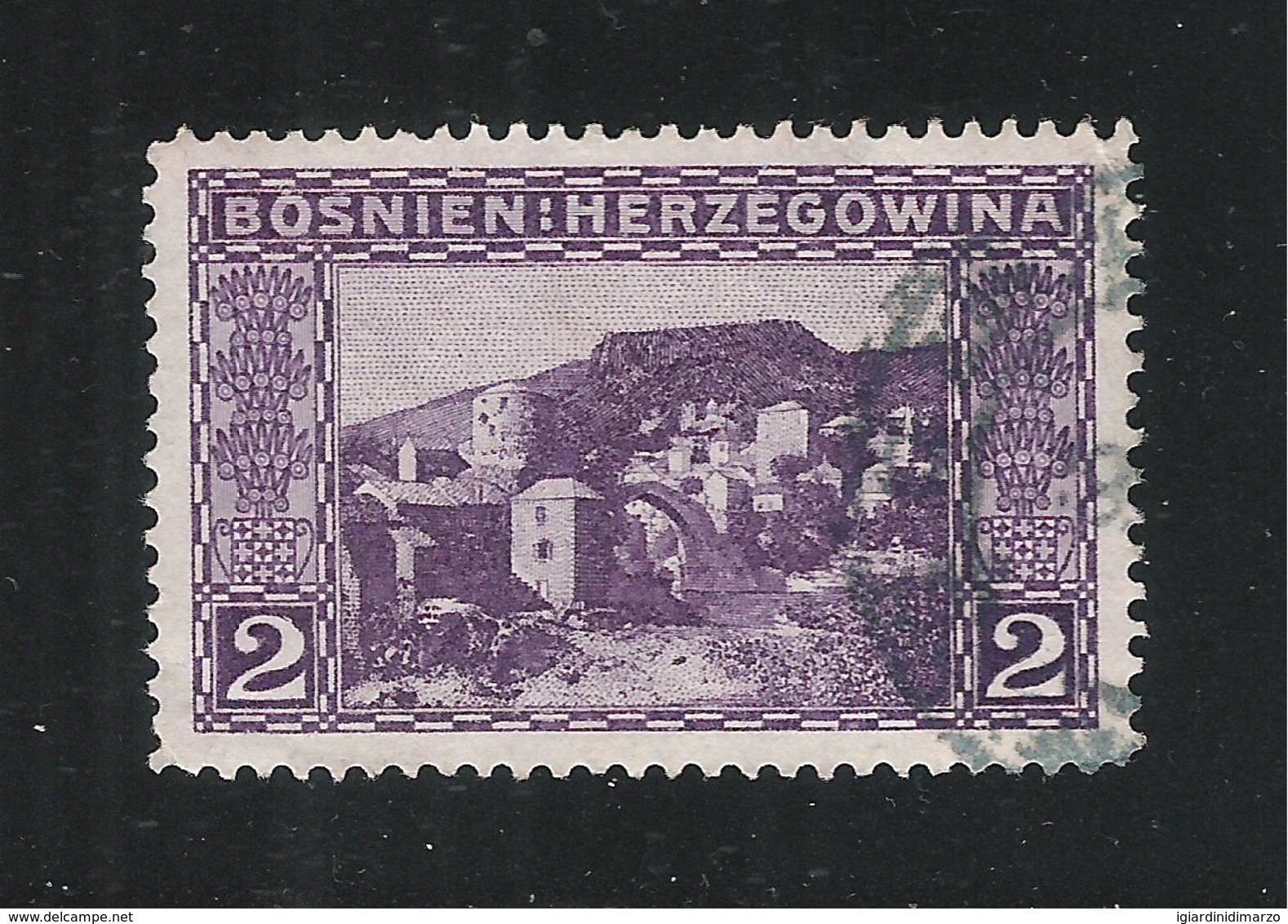 BOSNIA ERZEGOVINA - 1906 - VALORE USATO DA 2 H. VEDUTA DI MOSTAR. - IN BUONE CONDIZIONI. - Bosnie-Herzegovine