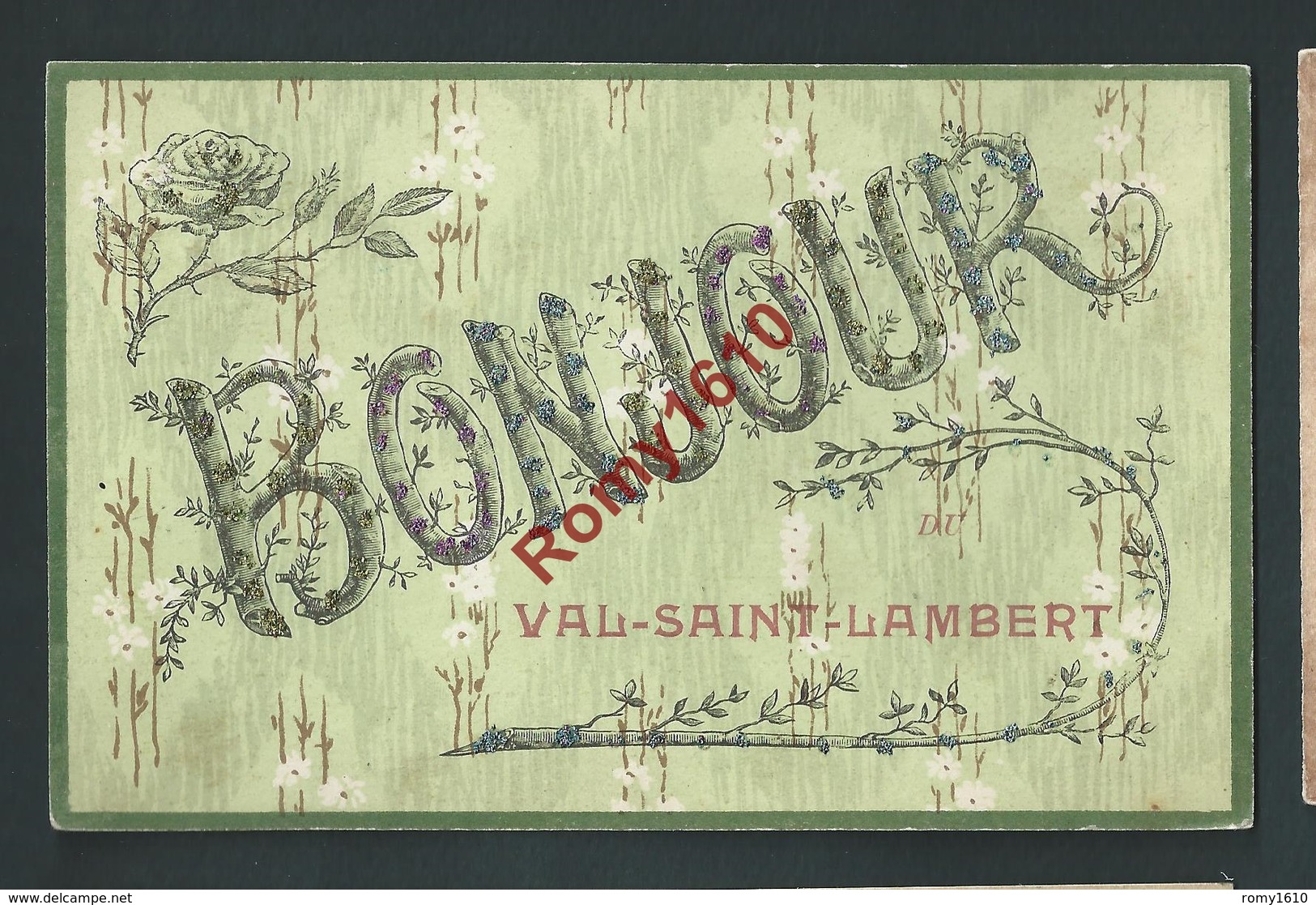 Bonjour Du Val Saint Lambert. (Liège Seraing) Carte à Paillettes. Scans Recto/verso. - Seraing