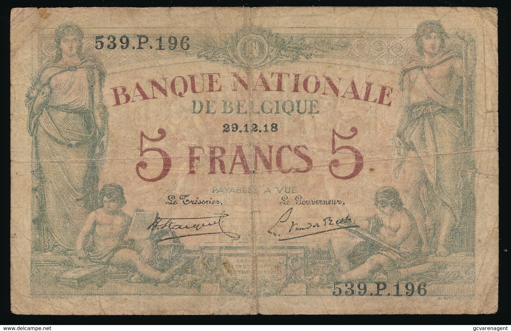 VIJF FRANK  29.12.18  2 SCANS - 5-10-20-25 Francs