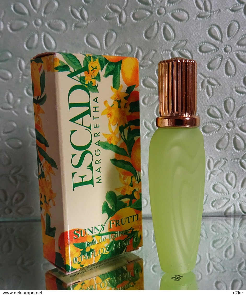 Miniature De Parfum "SUNNY FRUTTI " D' ESCADA  Eau De Toilette 4 Ml Avec Sa Boîte - Miniatures Femmes (avec Boite)