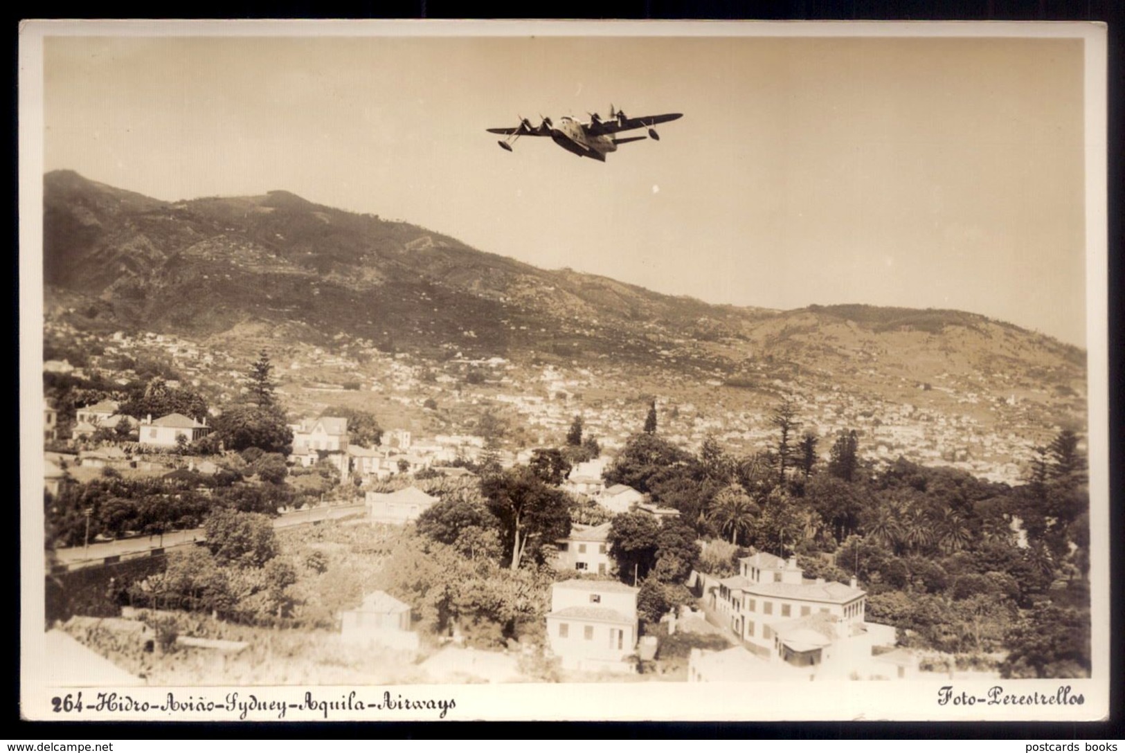 AQUILA AIRWAYS Hidroavião "R.M.A.SYDNEY" Na MADEIRA. Solent Seaplane Hydroplane Vintage Photo Postcard - 1939-1945: 2. Weltkrieg