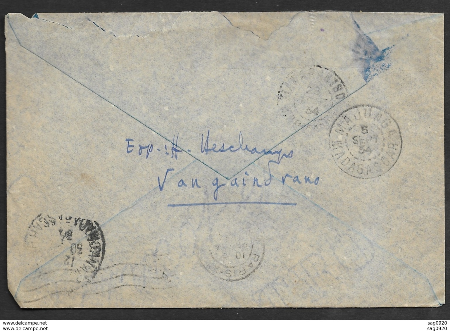 Madagascar-Enveloppe De Vangaindrano Pour Paris - Covers & Documents