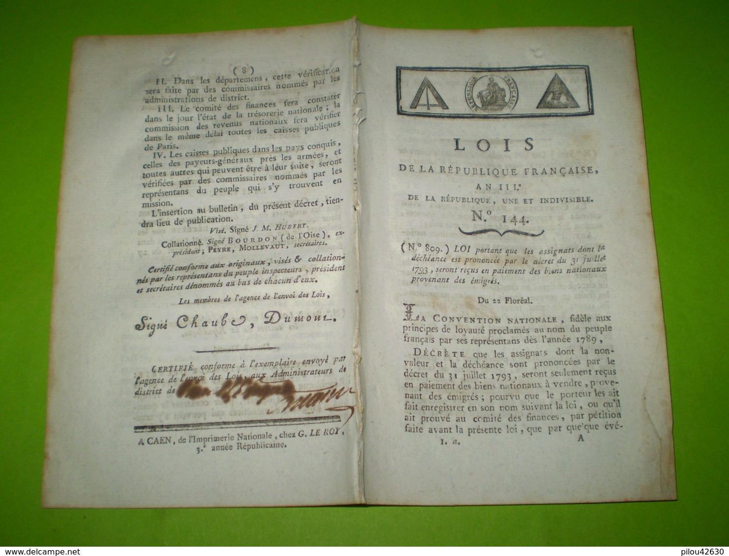 An 2: Assignats Royaux 5 & 10 Livres. Assignats Démonétisés. Assignats Pour Biens Nationaux... Certifié Pont L'Evêque - Gesetze & Erlasse