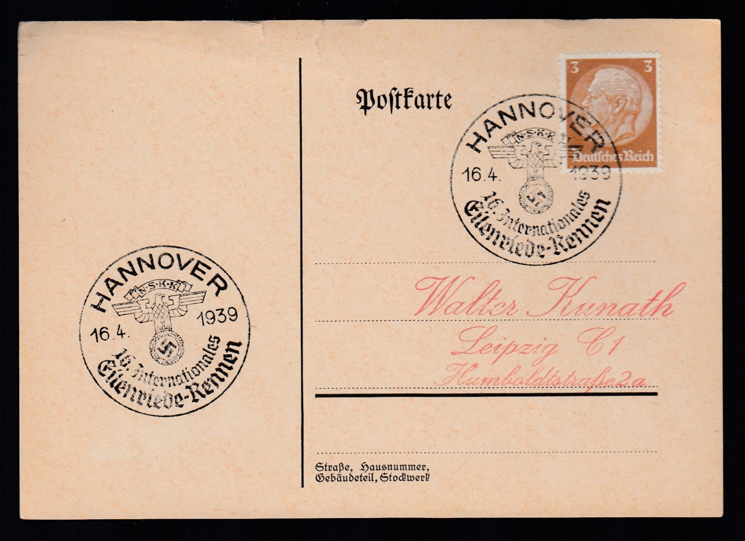 Deutsches Reich Karte Ungelaufen Sonderstempel 1937 Hannover Lot 507D - Maschinenstempel (EMA)