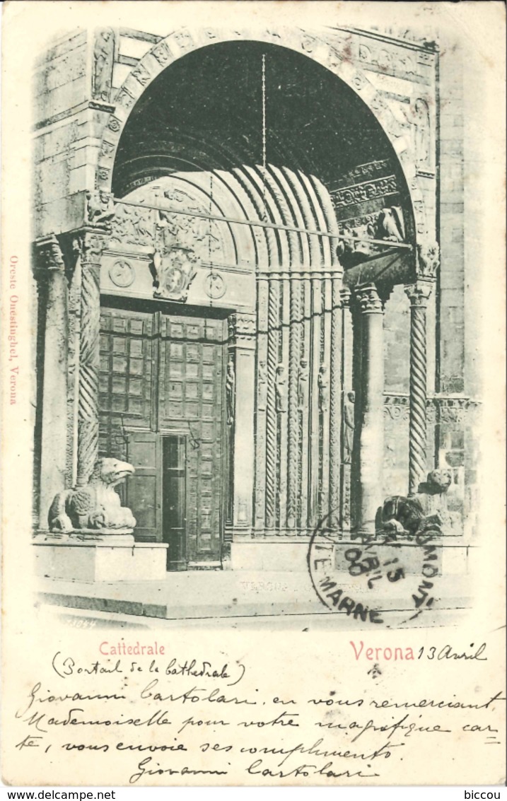 Cartolina Postale VERONA - 1900 - Cattedrale (oblitération Chaumont) - Verona