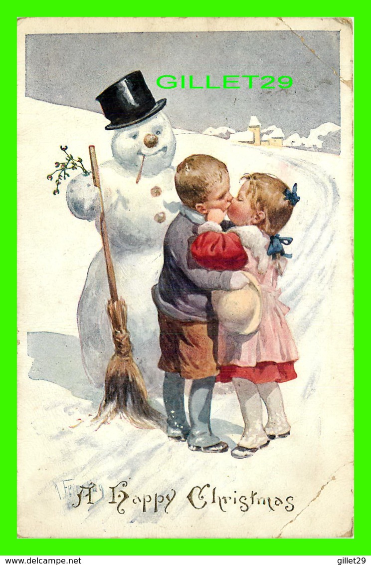 FÊTE DE NOEL - JEUNE ENFANTS S'EMBRASSE - A HAPPY CHRISTMAS - TRAVEL - C. W. FAULKNER & CO - - Autres & Non Classés