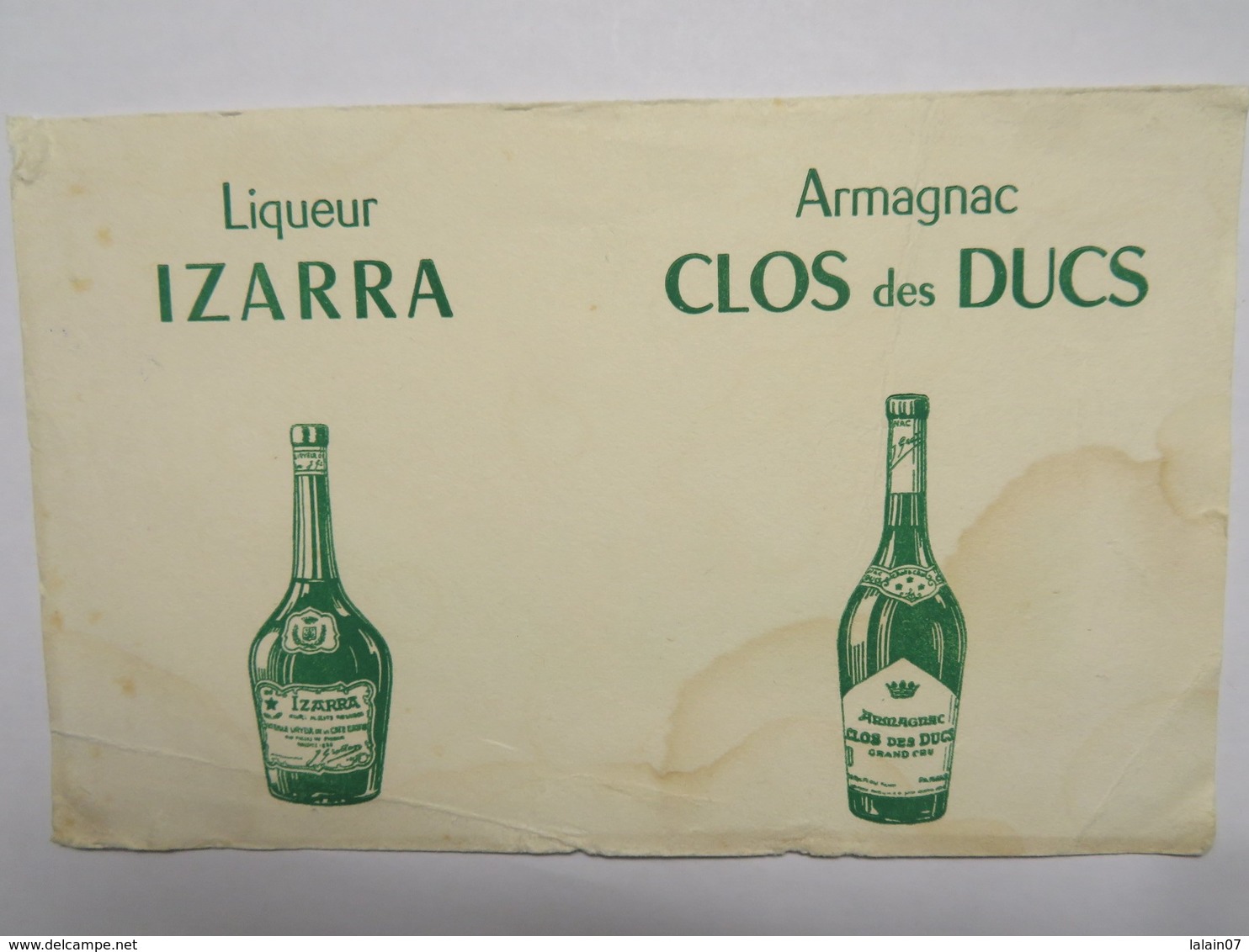 Buvard : Liqueur IZARRA, Armagnac CLOS Des DUCS - Liqueur & Bière